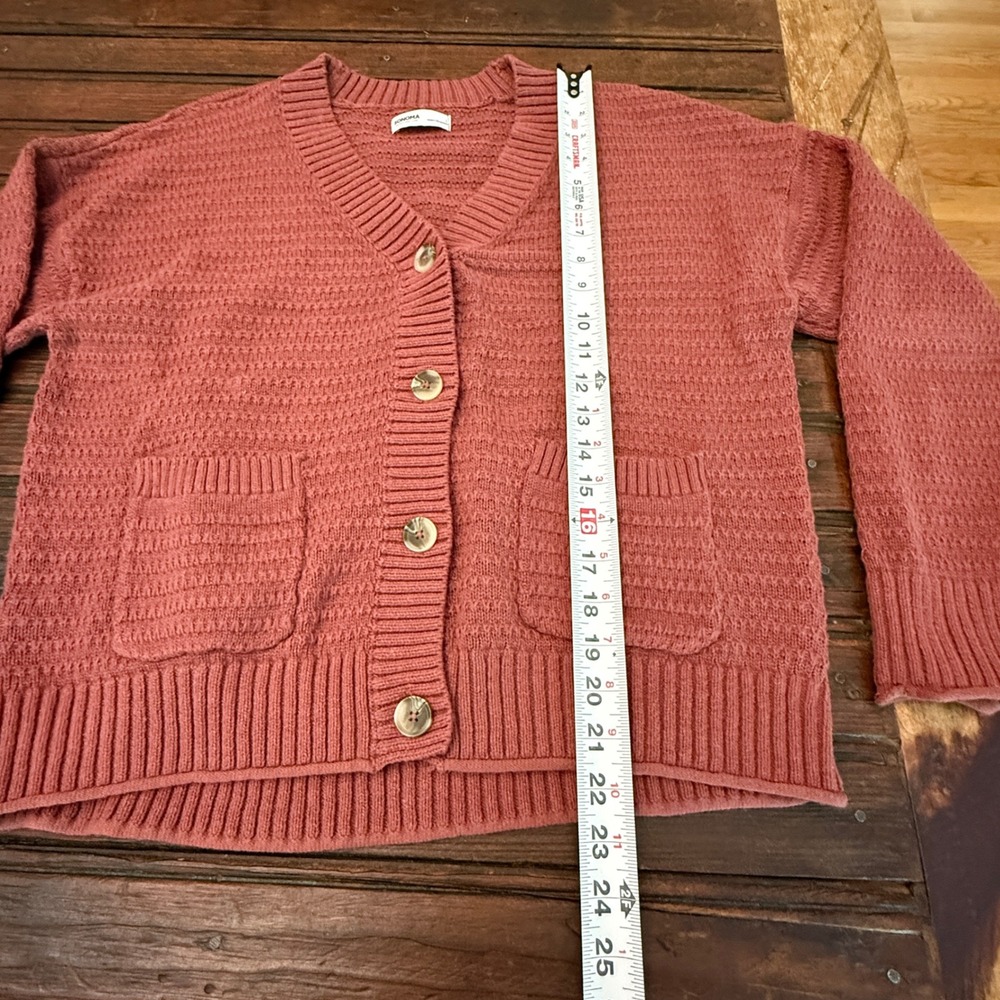 Sonoma Goods For Life Rose Pink Button Front Cardigan Sweater Womens Large L - Picture 3 of 6